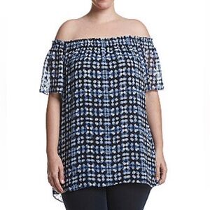 (Size 2X, 3X) NWT Jones New York Blue Multi Top